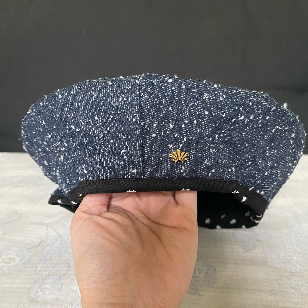 Lele Sadoughi DOBBY DENIM BRIDGET PILLBOX BERET